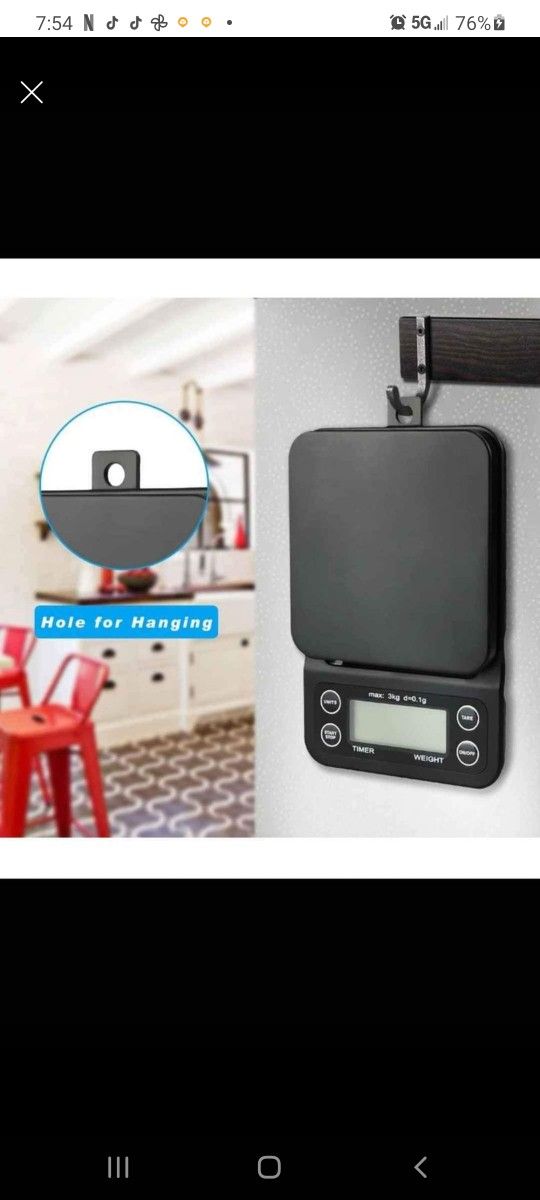 Scale with Timer, High Accuracy Kitchen Food Scale with Tare Function, 6.6LB/3KG Max Load, 0.1g Precision Sensor, Batteries Included