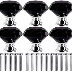 New! Set of 10 Black Swarovski Crystal Style Knobs - Bathroom Kitchen Cabinets - Dresser - Chest of Drawers - Makeup Vanity Drawers  Thumbnail