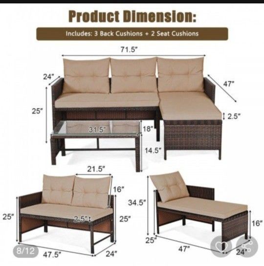 8 Piece-Rattan-wicker-patio-conversation-set-with-beige-cushions