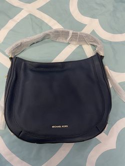 NWT AUTHENTIC Michael Kors Julia Handbag - Navy Blue Valued $368 Thumbnail