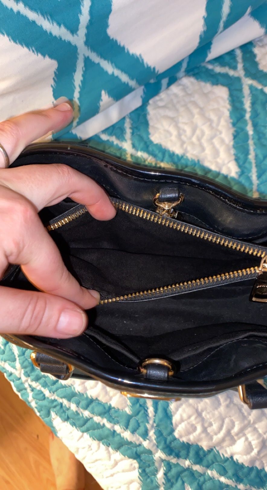 Small/ Medium Glossy Black Coach Bag