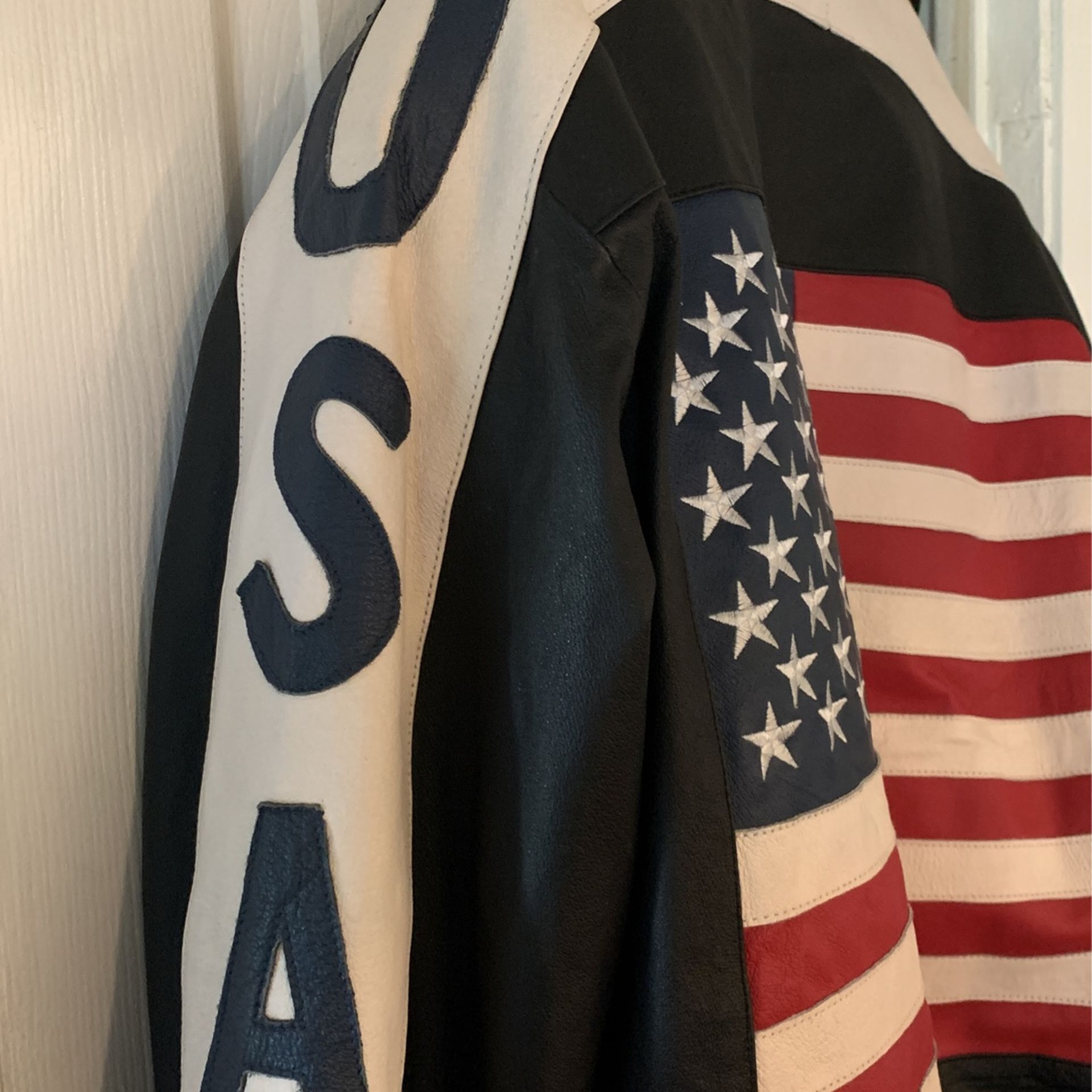 USA LEATHER BIKER JACKET/ USA JACKET