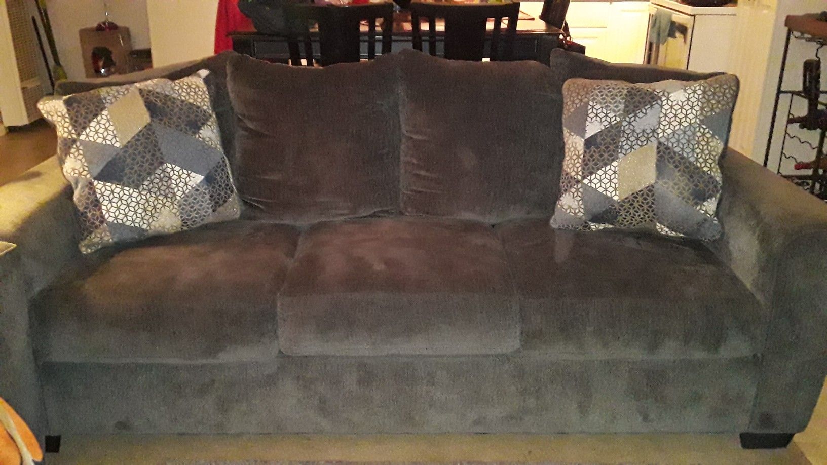 Sofa, Loveseat, and Table