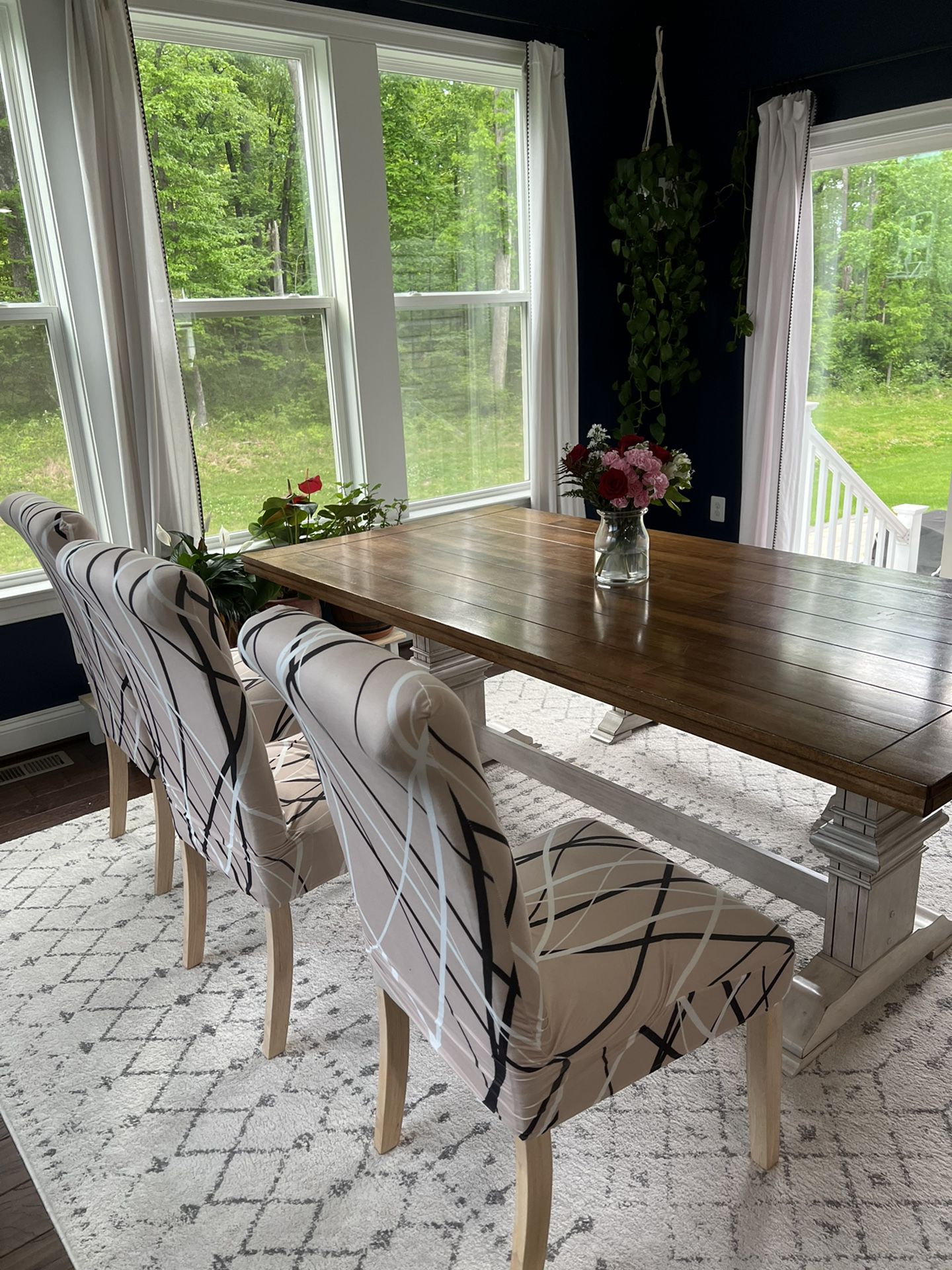 Dining Table With 4 Chairs & Bench