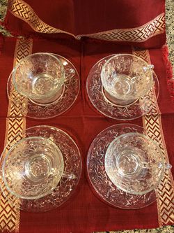 Princess House Poinsettia Teacups and Plate Set Thumbnail