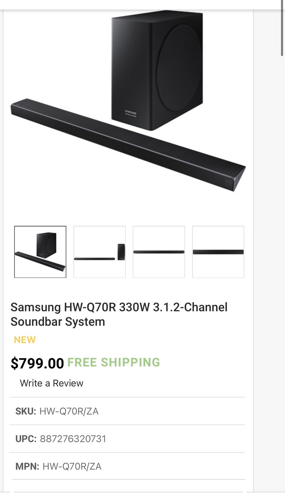 Samsung Soundbar Hw Q70R