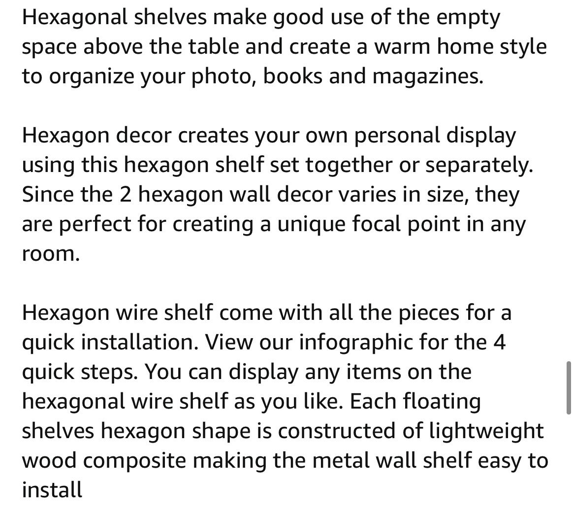 Hexagon Geometric Shelves Set Of 2 Black iron