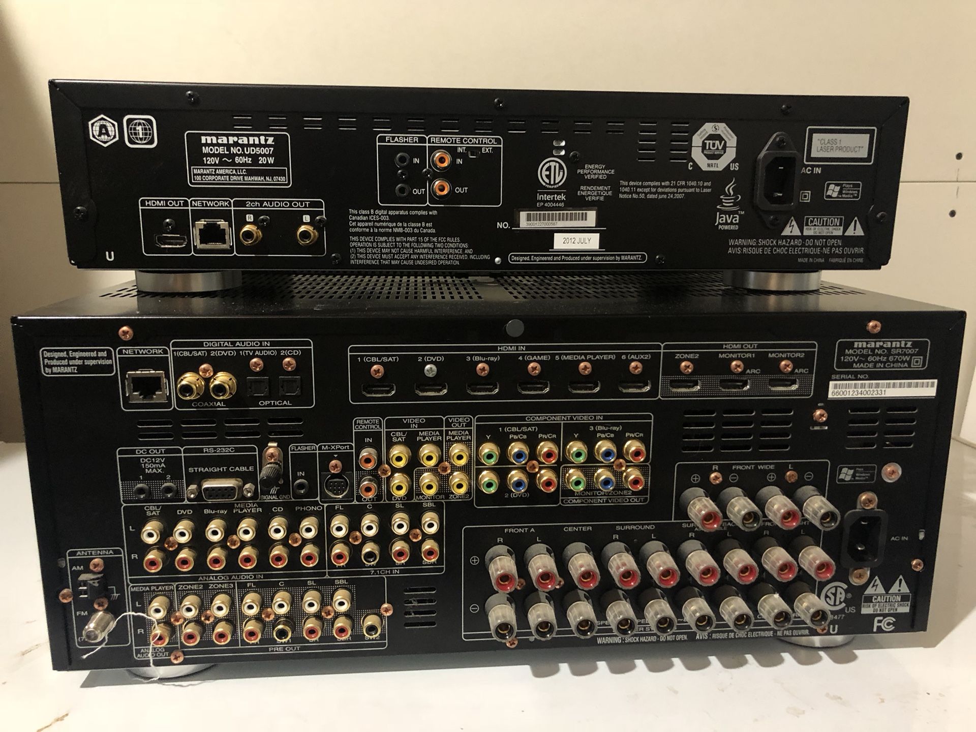 Marantz SR7007 7.2 Channel Receiver and Marantz UD5007 Blu-Ray Player