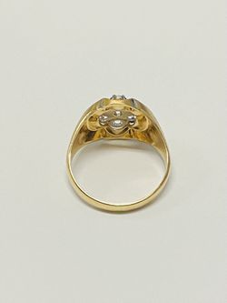 Vintage Men's 14K Yellow Gold 1/2 Carat Round Cut Diamond Cluster Ring Thumbnail