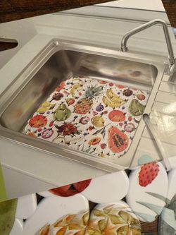 Sink Mat With A Tropical Fruit Theme By Totally Kitchen Protective Pebble Sink Mat Thumbnail