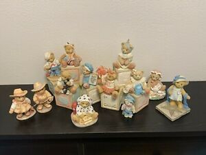Cherished Teddies Collectibles ~ Lot of 13 PLUS Blocks Display Stand ~ NO BOXES
