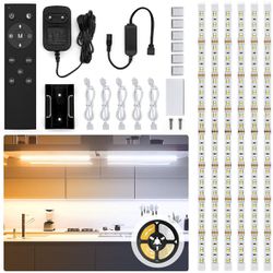 Under Cabinet Lighting Kit Dimmable Tunable White 3000K-6000K, 6 PCS LED Strip Lights with Remote Control Dimmer and Adapter for Kitchen Cabinet, Coun Thumbnail