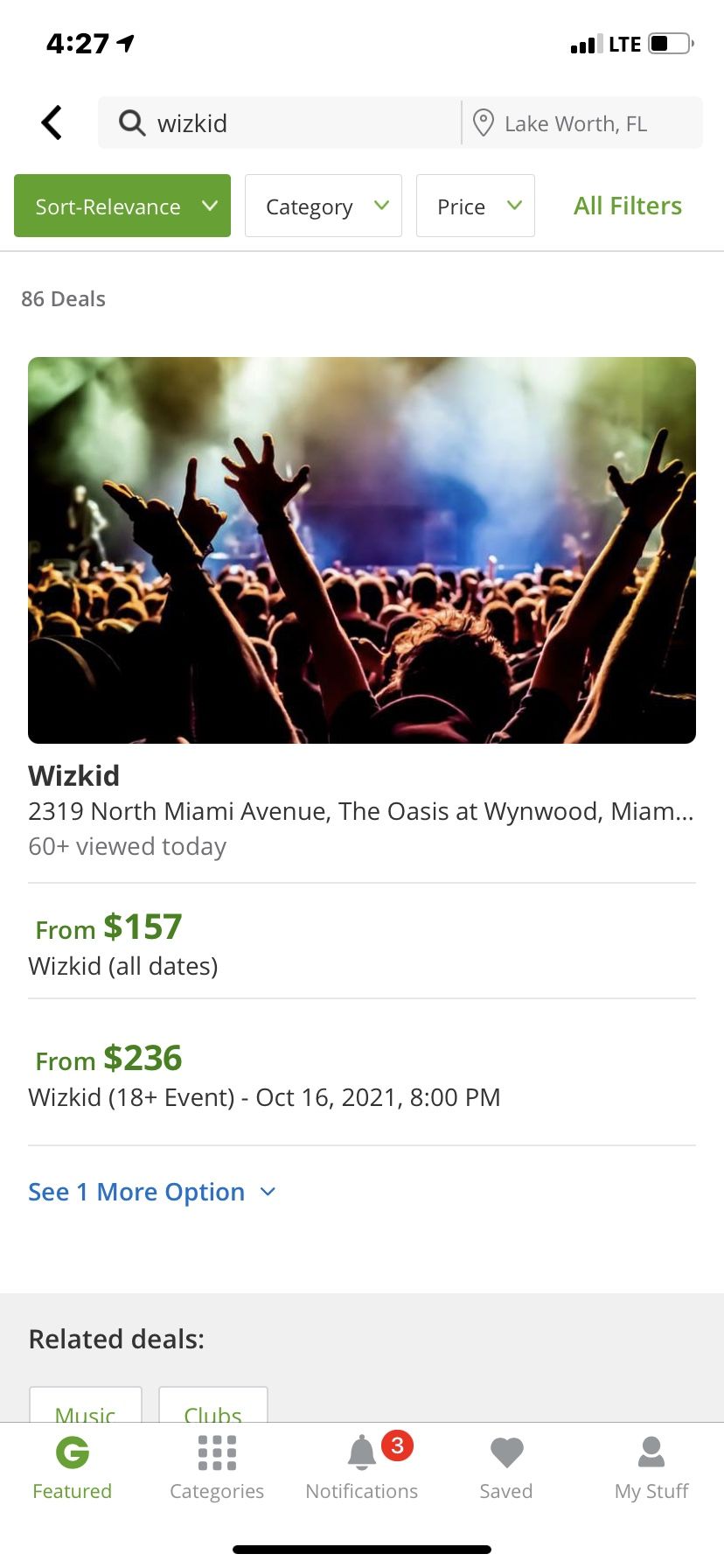 Wizkid Tickets (2) - Sat 10/16 Miami