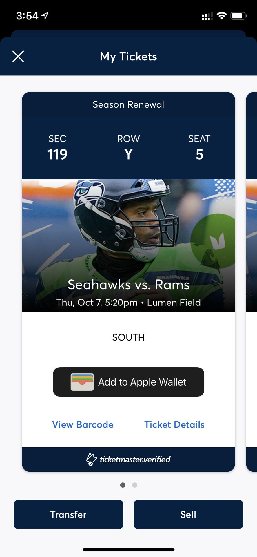 2 Hawks Vs Rams Tickets TNF 100 Level $200