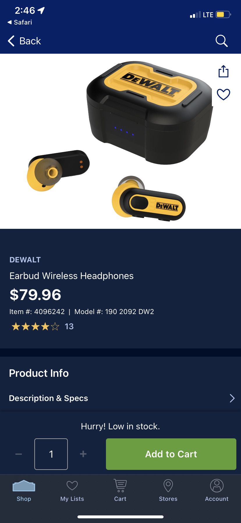 Brand new dewalt earbuds bluetooth regular price $80