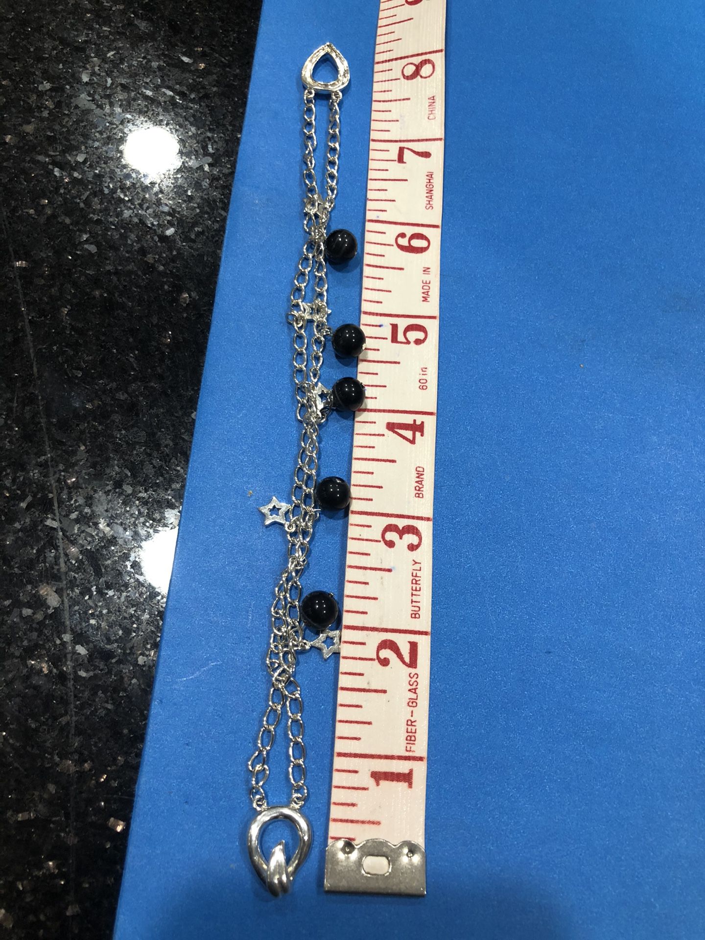 Bracelet ,925 silver Star charms & Moonstone,8.5”