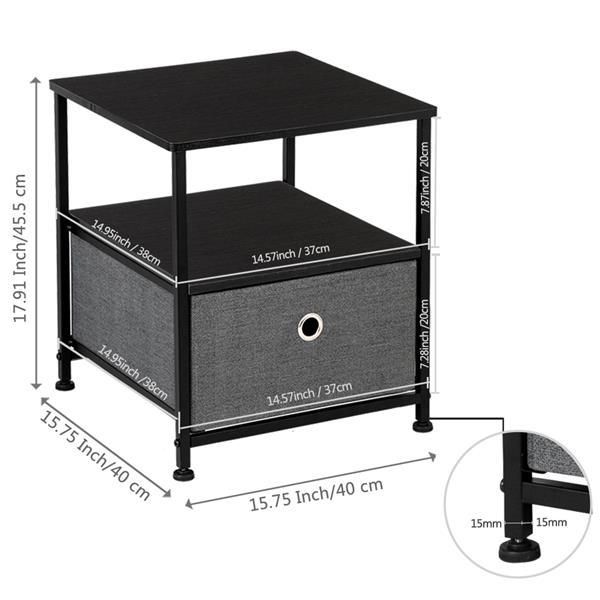 Nightstand 1-Drawer Shelf Storage- Bedside Furniture & Accent End Table Chest For Home, Bedroom, Office, College Dorm,