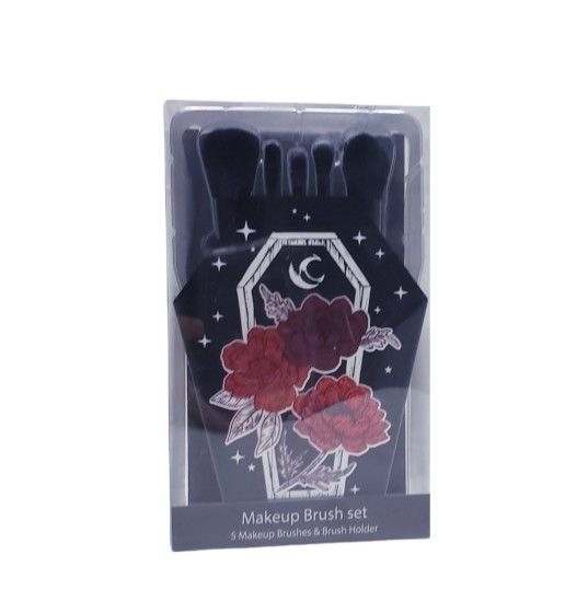 Floral Coffin Makeup Brush Set & HolderNEW 5 brushes & 1 Holder
