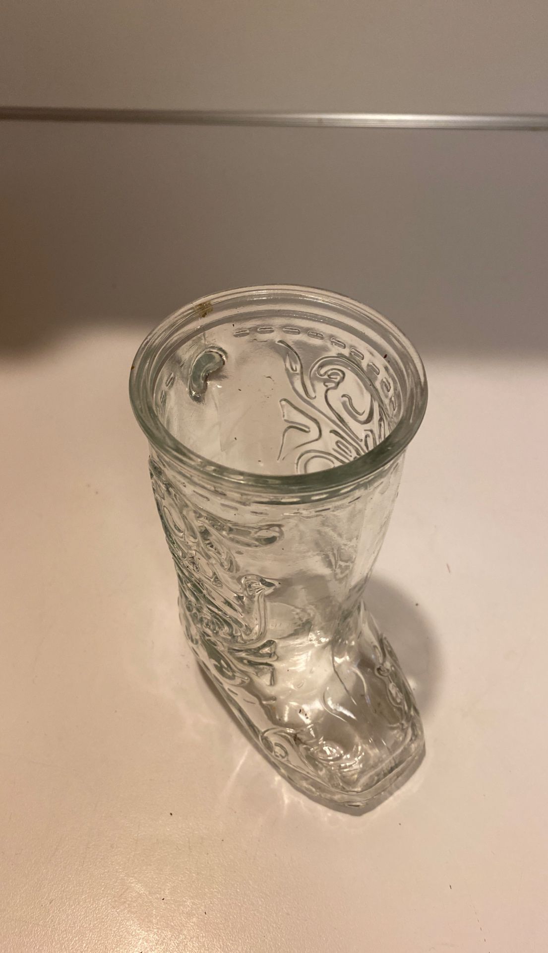 Clear cowboy boot glass