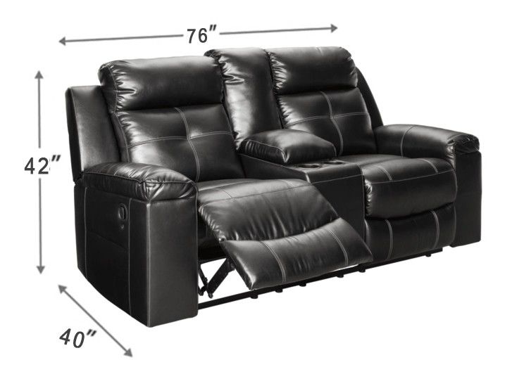 👍Hot Deal 👍 Kempten Black LED Reclining Living Room Set

