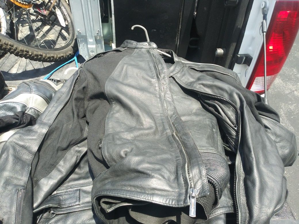 Street steel leather biker gear pants and jacket
