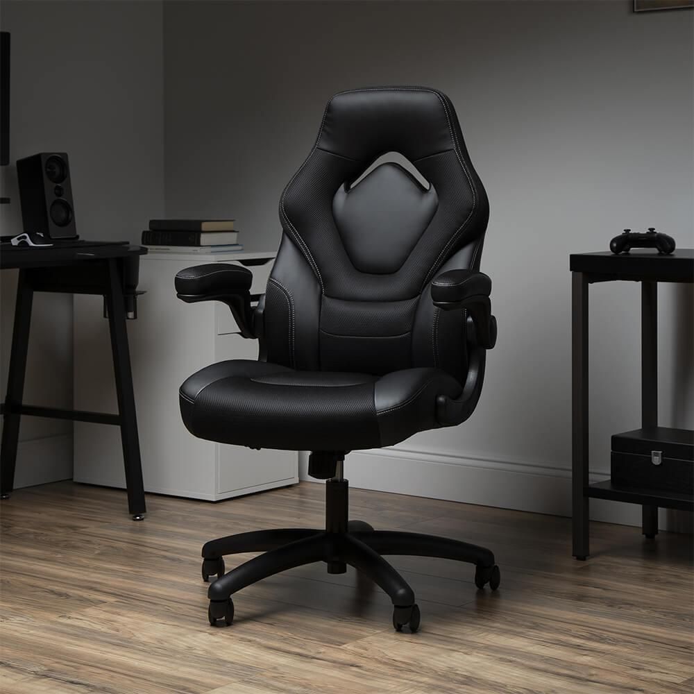 OFM ESS3085V2BLK Essentials Collection Racing Style Gaming Chair - Black