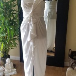 BCBGMAXAZRIA Off White Grecian Gown Size 4 Thumbnail