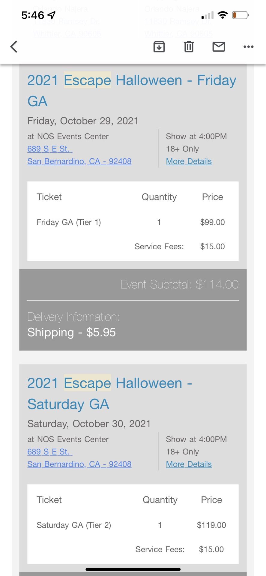 Halloween Escape Two Day Tickets! w/ Optic Fiber Balls