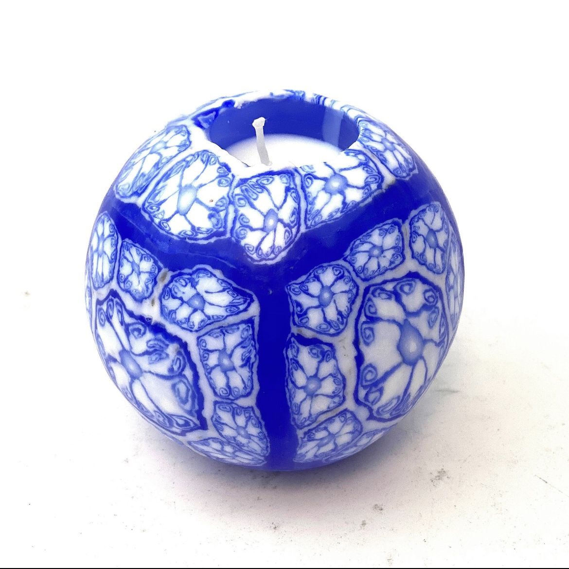 Handmade Blue Cloisonne Translu Floral Scented Ball Candle