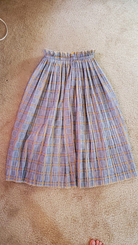 Grey, Yellow Lonf Skirt. Size S-M