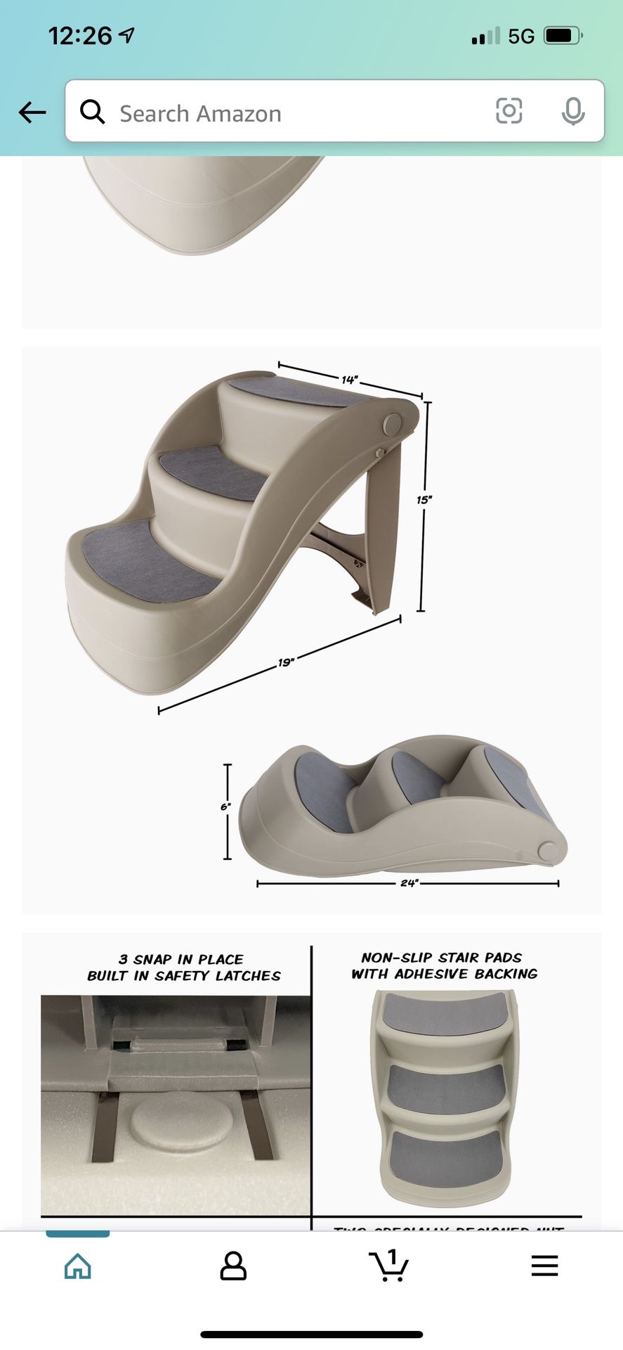 Petmaker 15” non-slip foldable pet steps three steps
