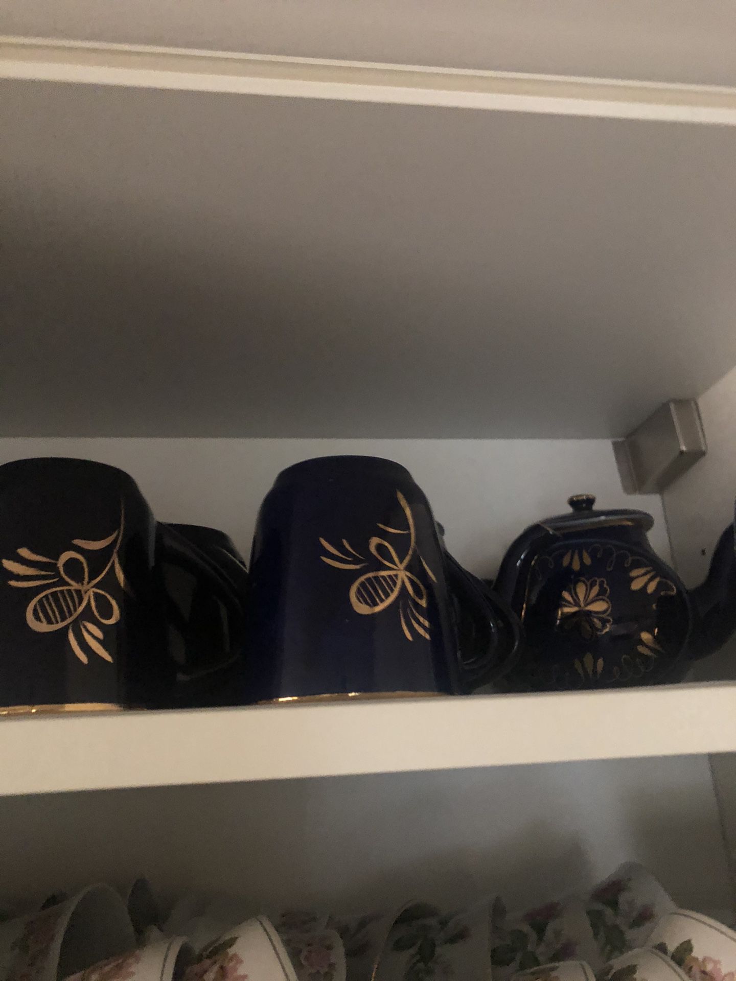 Blue cups and tea pot 10 set