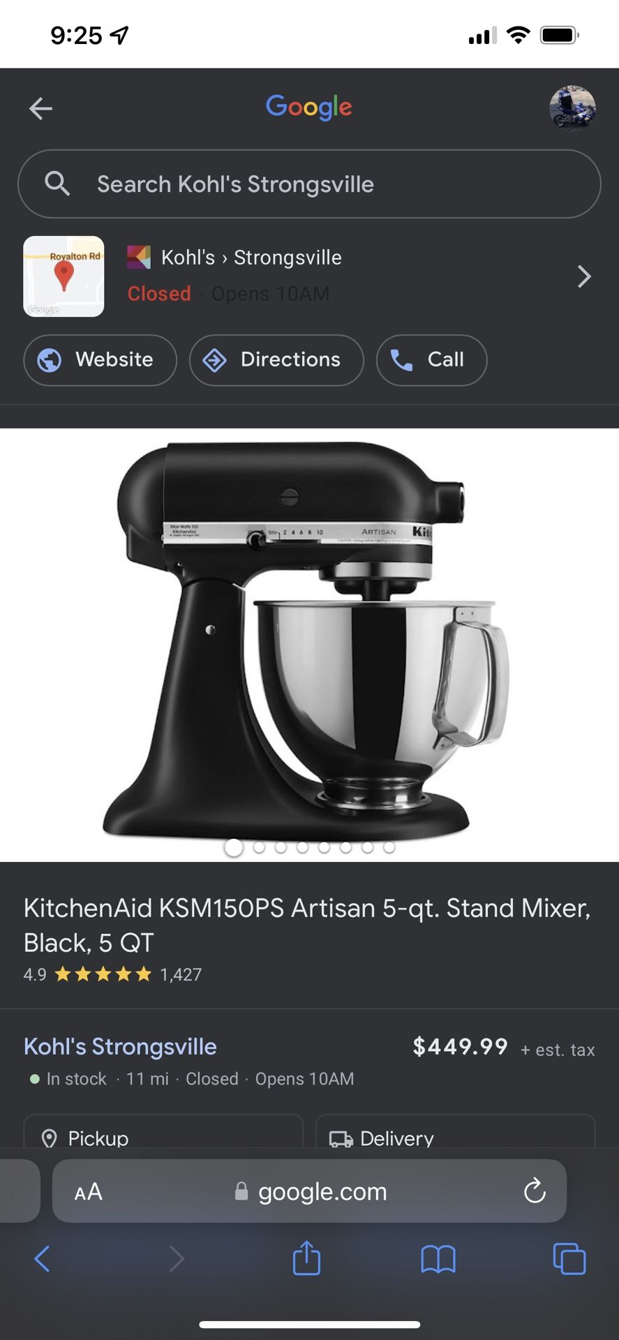 Kitchen Aid Artisan 5 - Qt. Stand Mixer