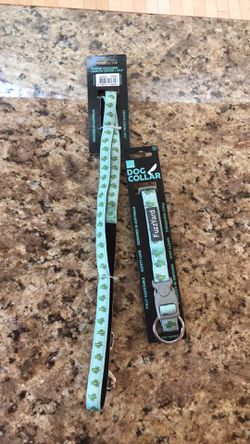 Brand new dog leash and collar set blue with cactus Thumbnail