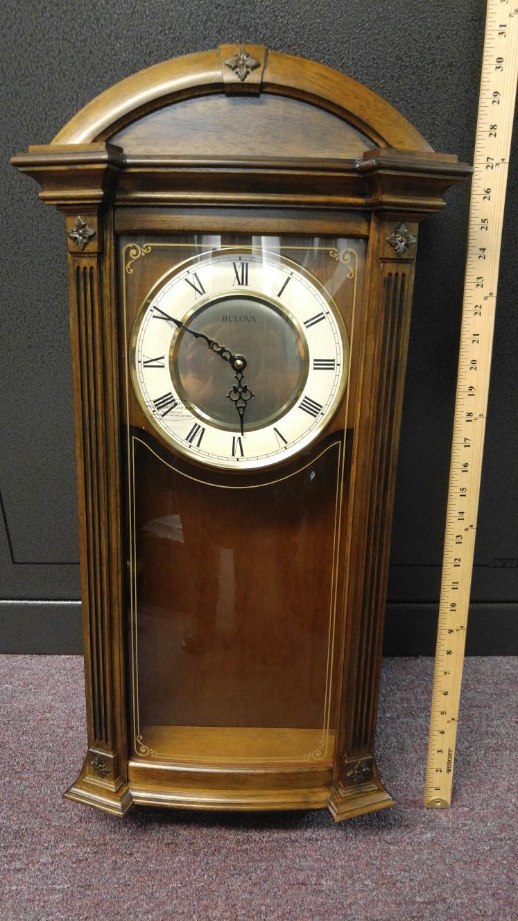 Bulova hartwick analog walnut pendulum chime wall clock model Bulova hartwick analog walnut pendulum chime wall clock model