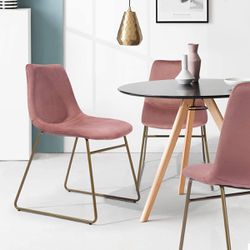 Set of 2 Elegant Velvet Chairs with Gold Metal Legs Thumbnail