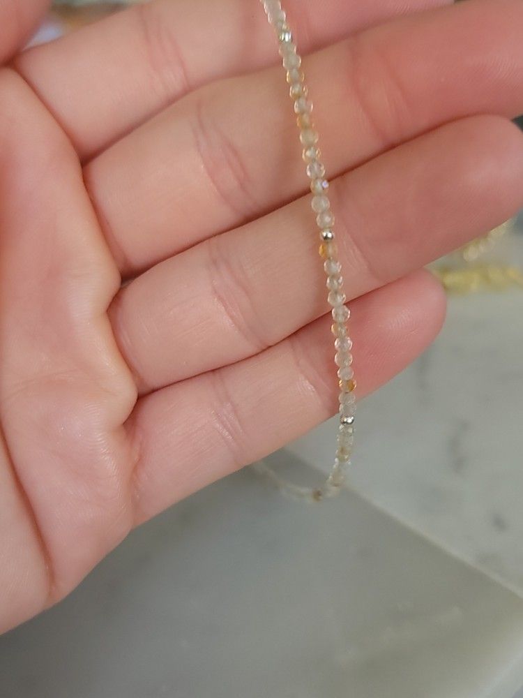 Citrine &Sterling Silver Anklet