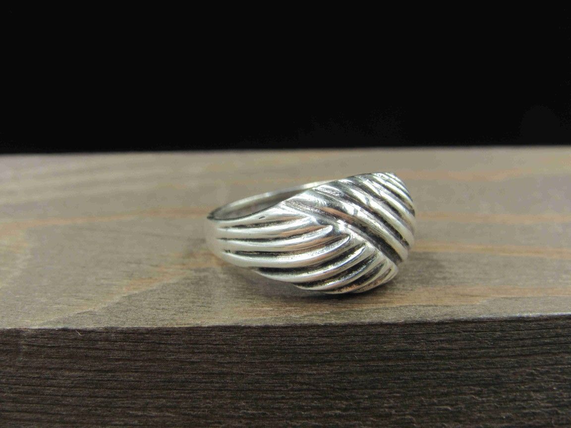 Size 6.5 Sterling Silver Weird Dome Style Band Ring Vintage Statement Engagement Wedding Promise Anniversary Bridal Cocktail Friendship