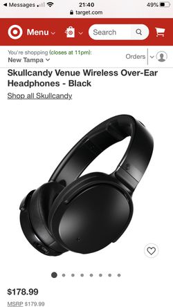 Skullcandy - Venue Wireless Noise Cancelling Over-the-Ear Headphones - Black Thumbnail
