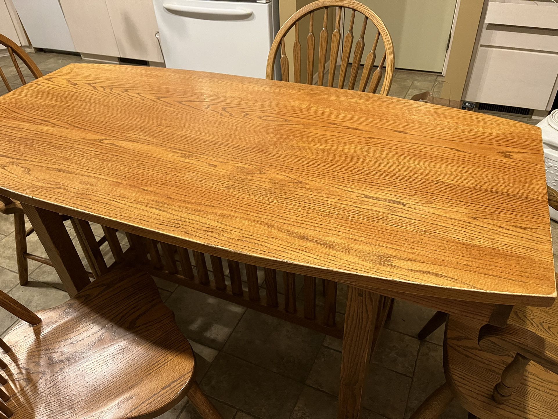 Solid Wood Kitchen/dining Table With 4 Chairs  of Cherry Finish 