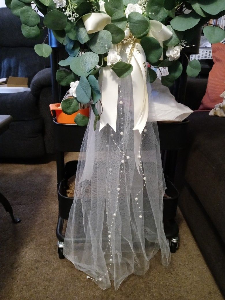 Eucalyptus Handmade Wedding Wreath With Lights. Ready To Hang!