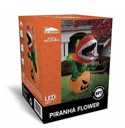 5 FT Halloween Inflatable Piranha Flower LED Lights Blow Up Outdoor Decorations Thumbnail