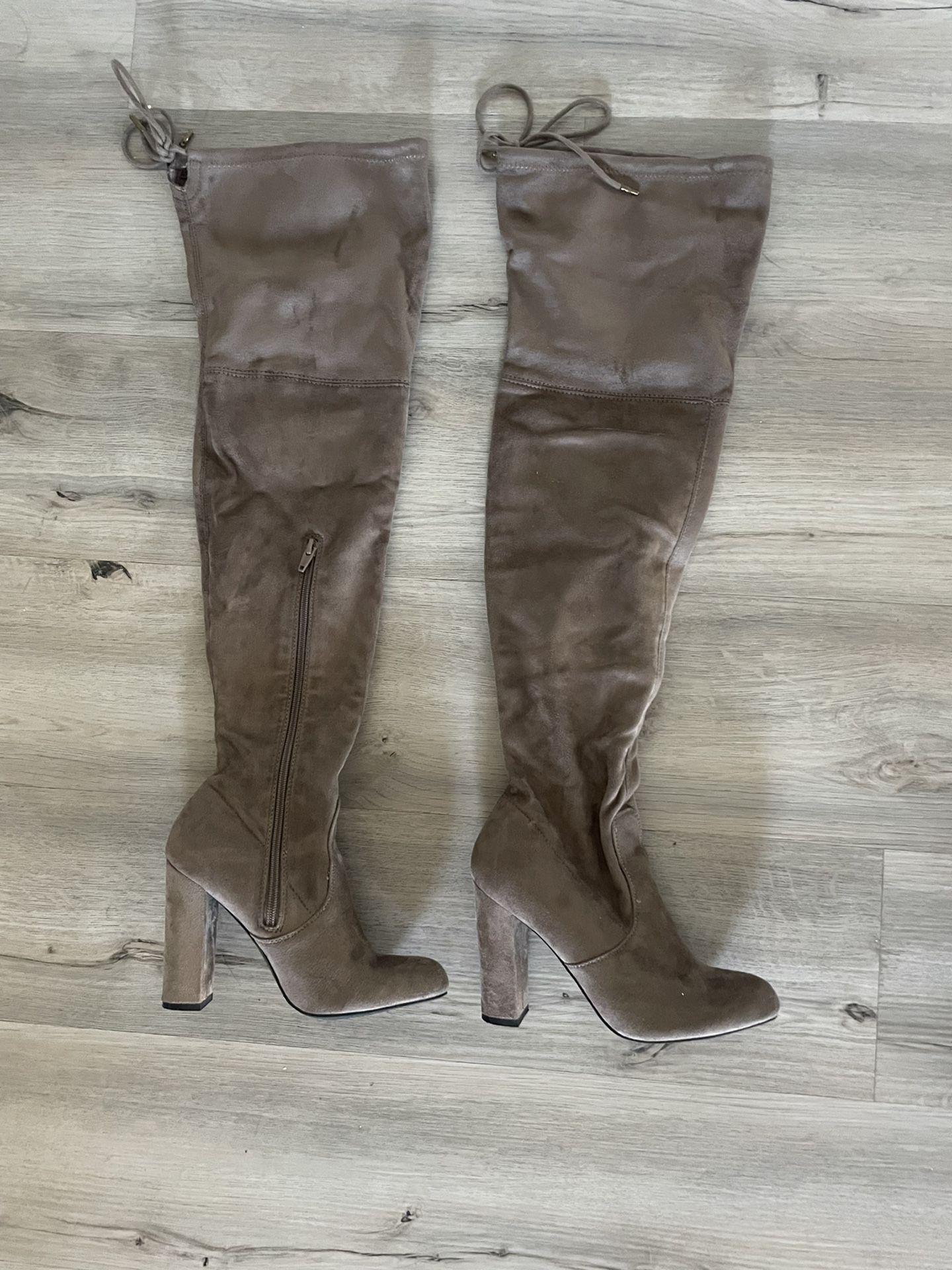 Beige Thigh High Boots Size 6 1/2