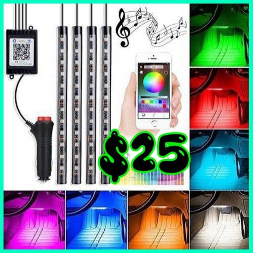 NEW PLUG & PLAY CAR INTERIOR LIGHTING KIT W/PHONE APP CONTROL! MULTIPLE COLORS/ MUSIC MODE