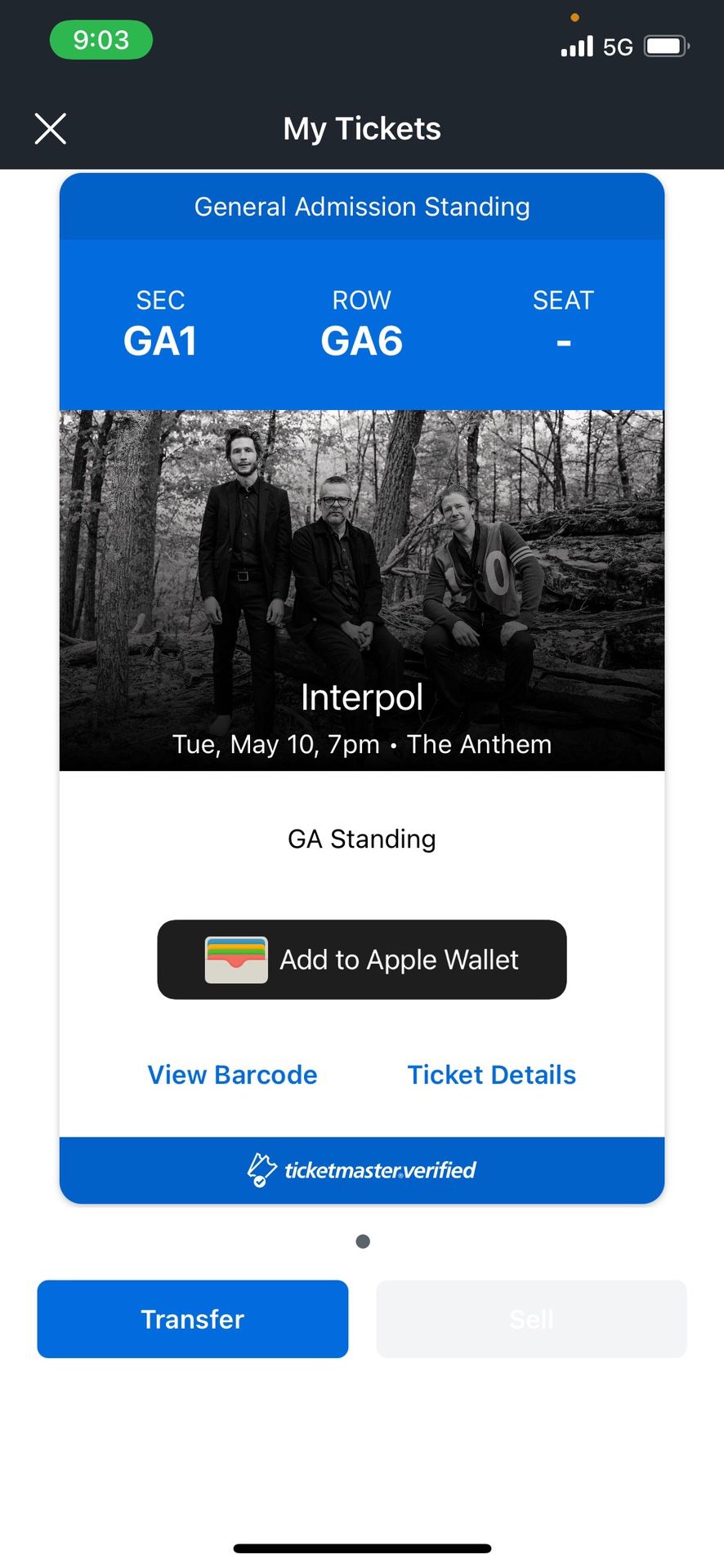 Two Tickets to Interpol at The Anthem
