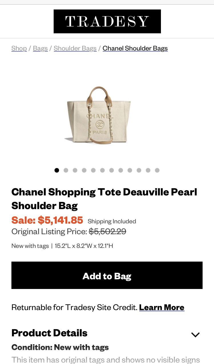 Canvas & Pearl Shopping Tote Deauville Shoulder Bag