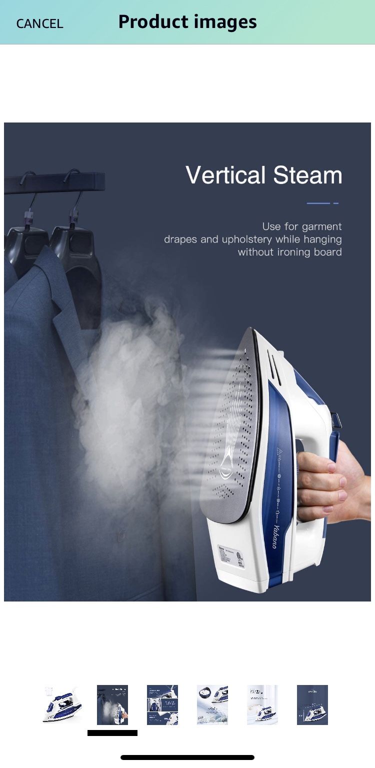 Yabano Steam Iron, Professional Iron for Clothes with Non-Stick Soleplate, Anti-Drip, Anti-Calc, Variable Temperature and Steam Control, Axial Aligned