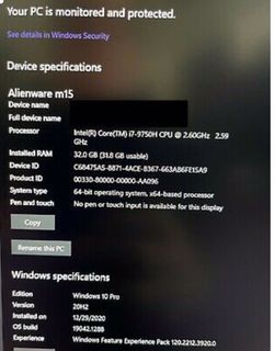 Used 2019 Alienware M15 - 32GB Ram - GEForce RTX2060 - 512GB/1TB SSD - Windows 10 Pro Thumbnail