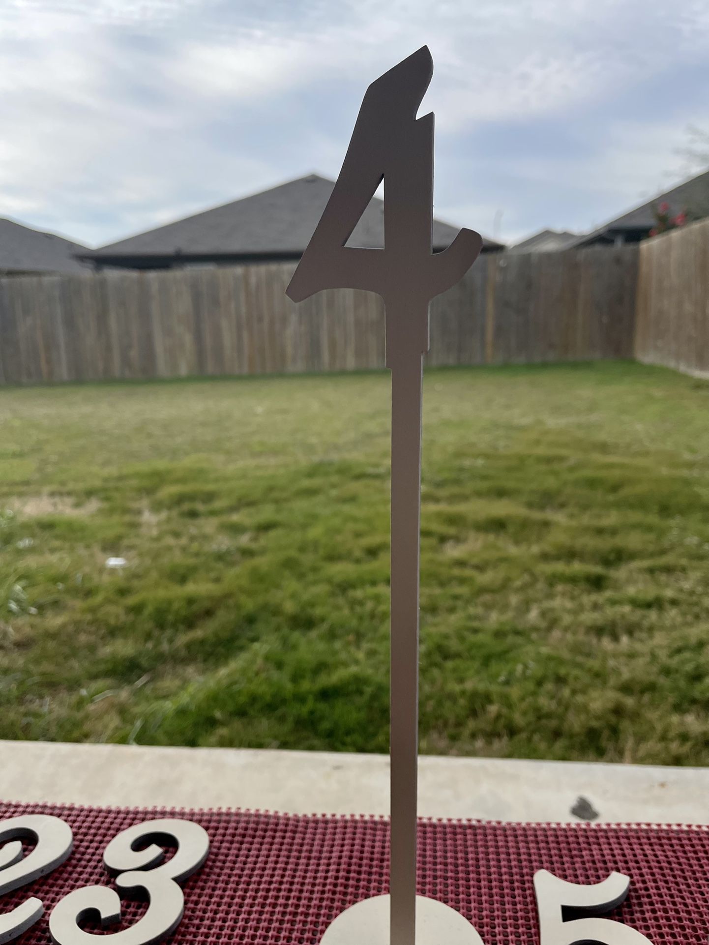 Wooden Table Numbers 1-12 (painted White) And Red Paint Spray