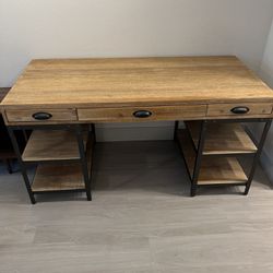 Wood and Metal Teagan Desk with Shelves Thumbnail